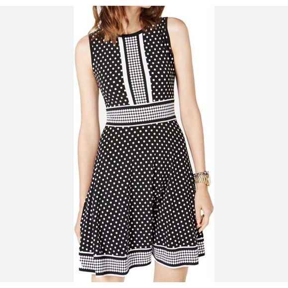 Michael Kors Simple Dot Fit & Flare Women Dress -Size S Black/White NWT - Picture 6 of 17